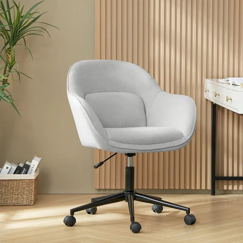 Curved Backrest Office Chair with Swivel Casters and Metal Base