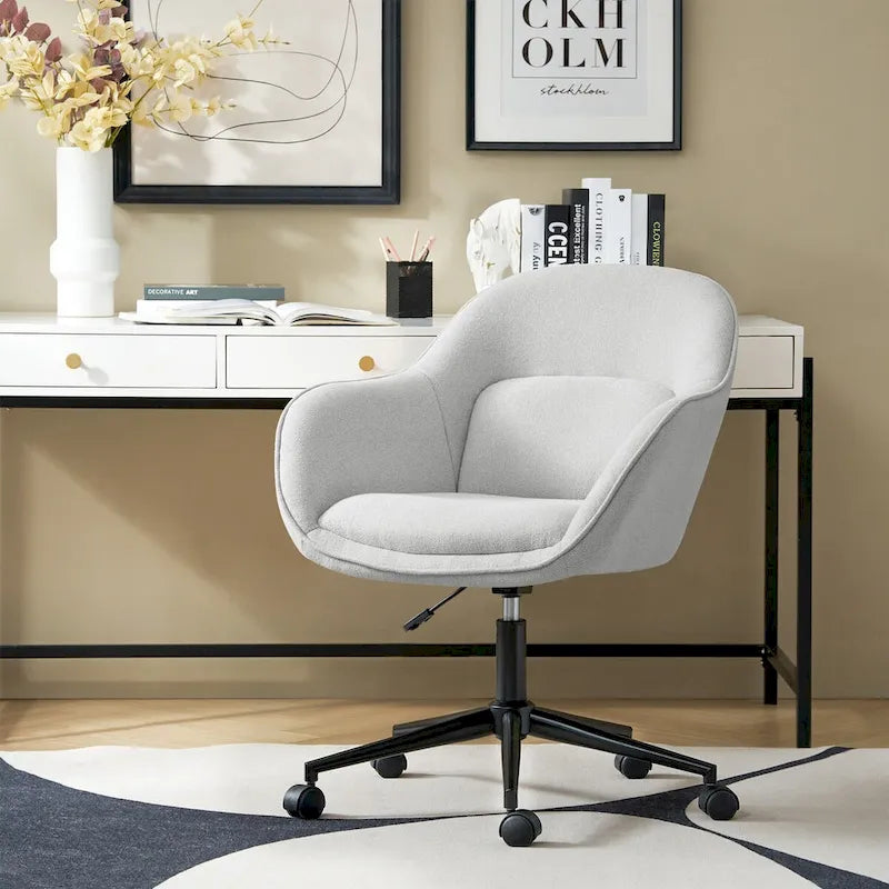 Curved Backrest Office Chair with Swivel Casters and Metal Base