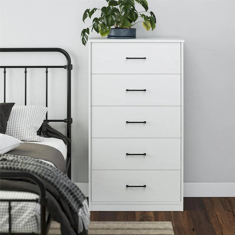 Tall 5-Drawer Dresser with Smooth Metal Slides