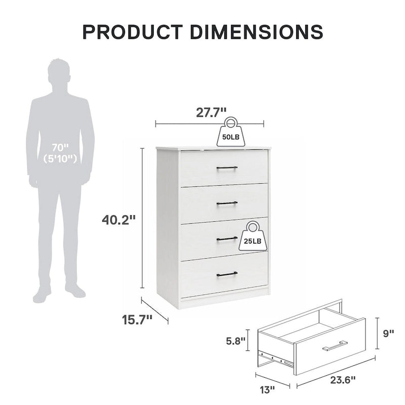 Tall 5-Drawer Dresser with Smooth Metal Slides