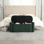 Upholstered Storage Ottoman Bench with Safety Hinge