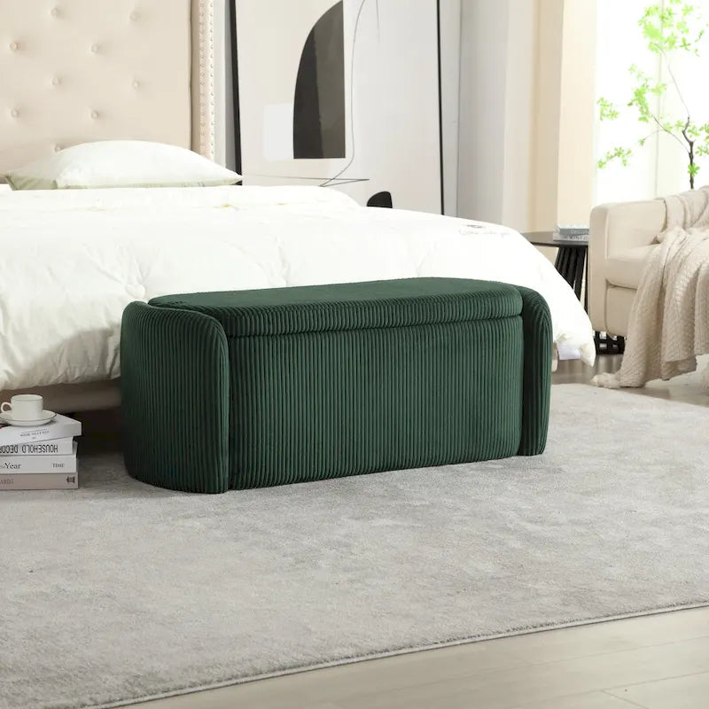 Upholstered Storage Ottoman Bench with Safety Hinge