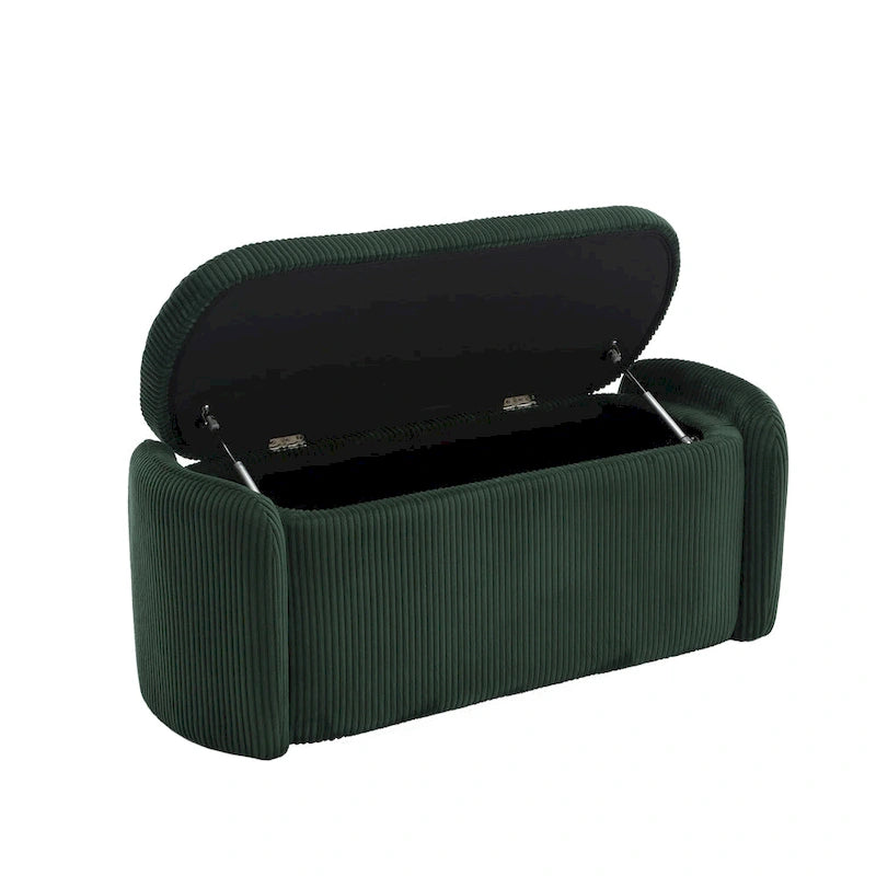 Upholstered Storage Ottoman Bench with Safety Hinge