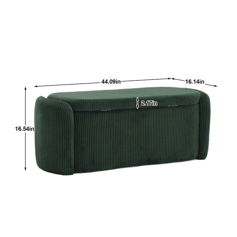 Upholstered Storage Ottoman Bench with Safety Hinge