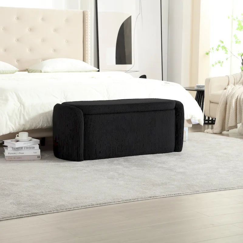 Upholstered Storage Ottoman Bench with Safety Hinge