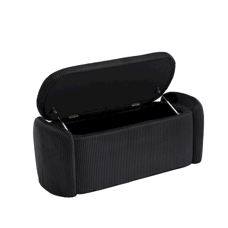 Upholstered Storage Ottoman Bench with Safety Hinge