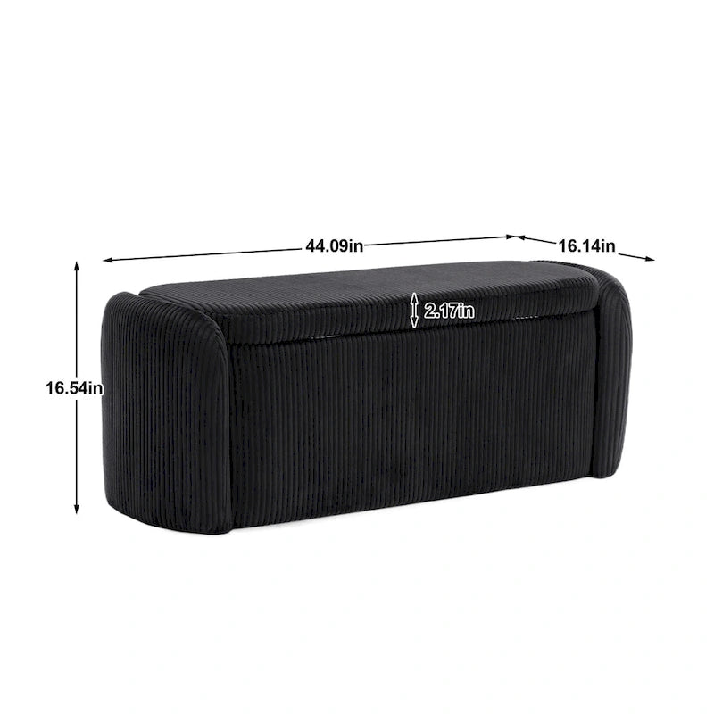 Upholstered Storage Ottoman Bench with Safety Hinge