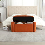 Upholstered Storage Ottoman Bench with Safety Hinge