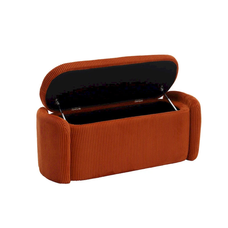 Upholstered Storage Ottoman Bench with Safety Hinge
