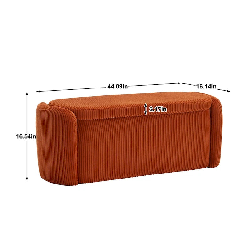 Upholstered Storage Ottoman Bench with Safety Hinge