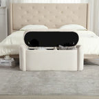 Upholstered Storage Ottoman Bench with Safety Hinge
