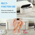 Upholstered Storage Ottoman Bench with Safety Hinge