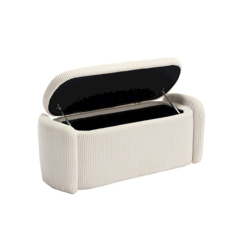 Upholstered Storage Ottoman Bench with Safety Hinge