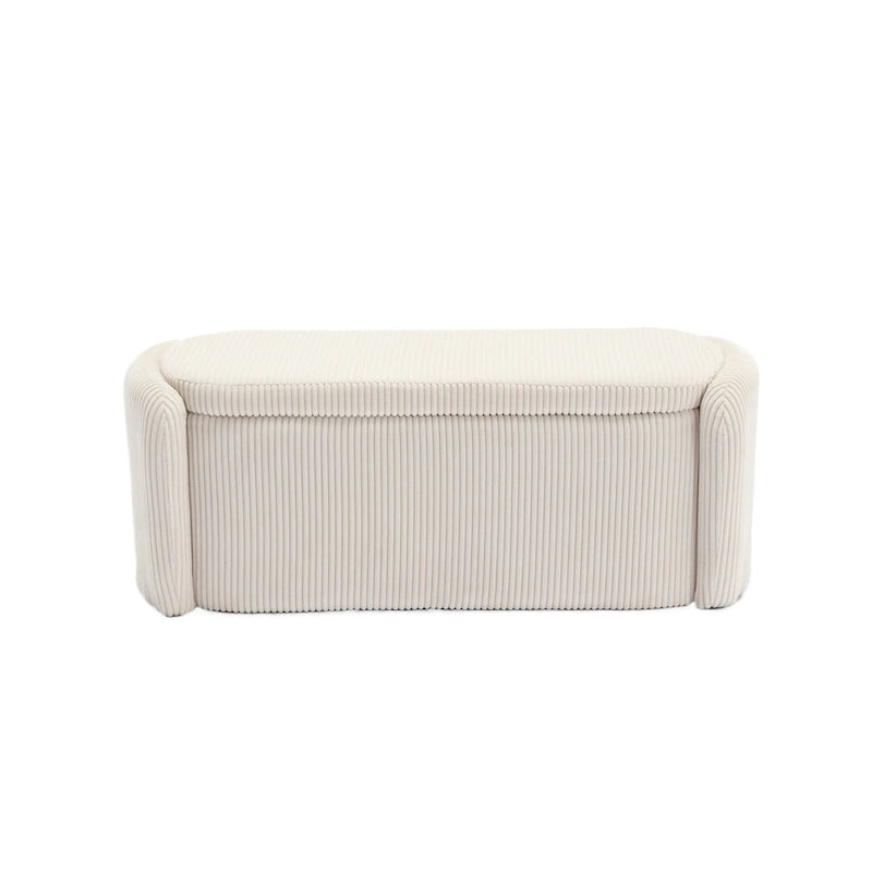 Upholstered Storage Ottoman Bench with Safety Hinge