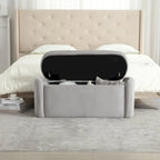 Upholstered Storage Ottoman Bench with Safety Hinge
